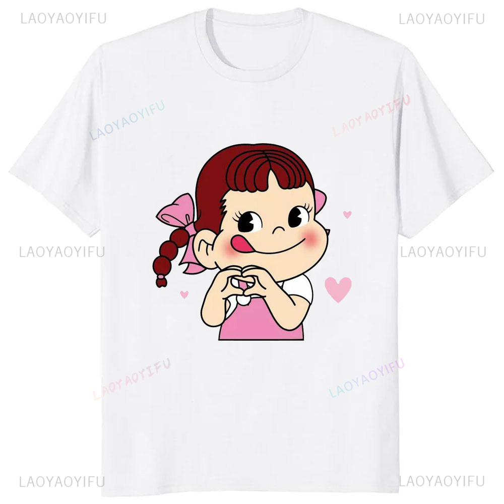 Streetwear Brand T Shirt - Japanische kawaii Mädchen Milch Peko-Chan gedruckt