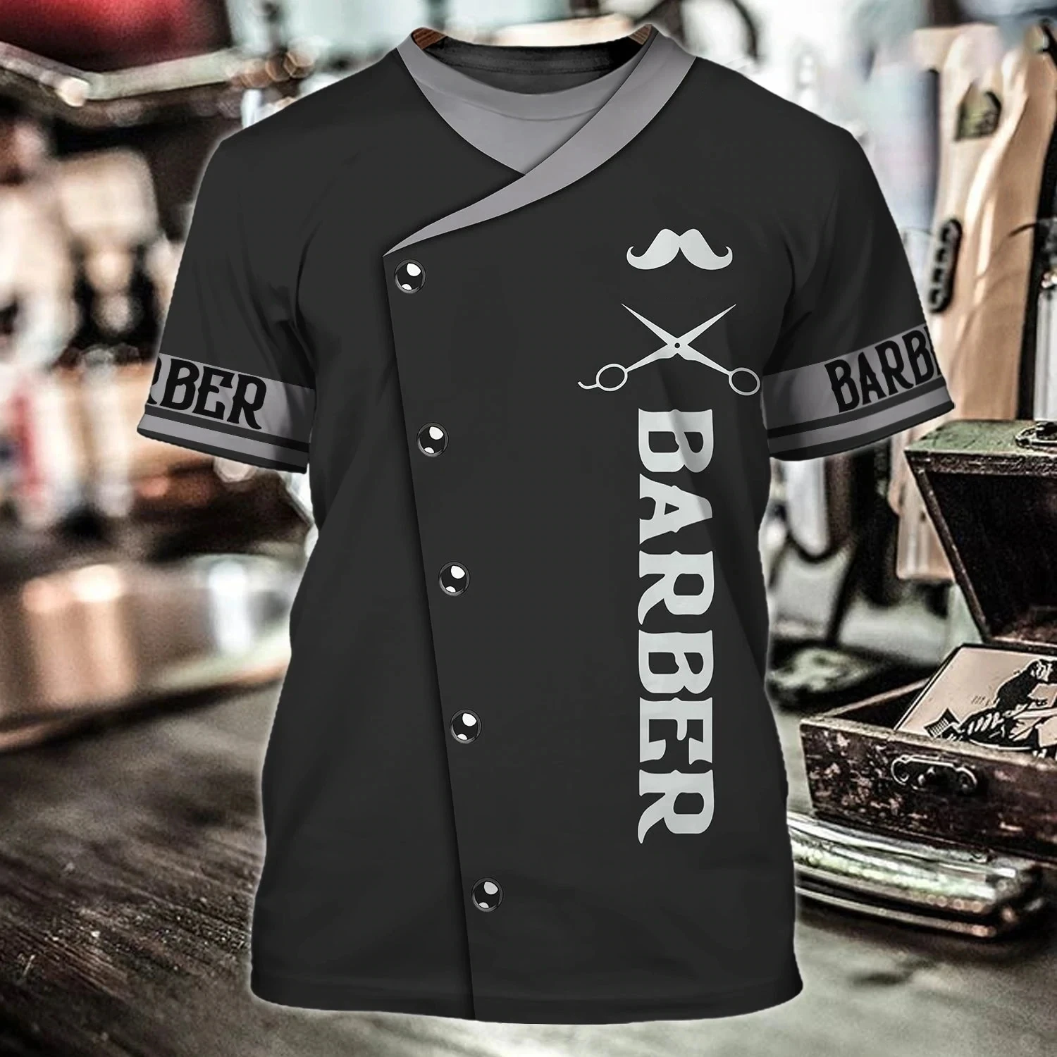 Streetwear Brand T Shirt - Herren Sommer Mode Friseur-Motiv Lässiges 3D-Druck